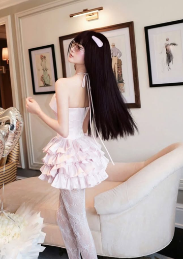 Gentle A Line Halter Light Pink Layered Satin Short Homecoming Dress HZ1023